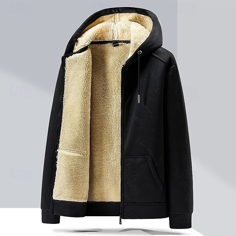 Homens Jaqueta de Inverno Casaco de lã Acolchoado Casaco com capuz Zip Up Bolsos Poliéster Forro de Lã Roupa Diária Encontro Férias Padrão Moda Casual Confortável Térmico / Quente Outono & inverno de 2025 por $39.99 –P4