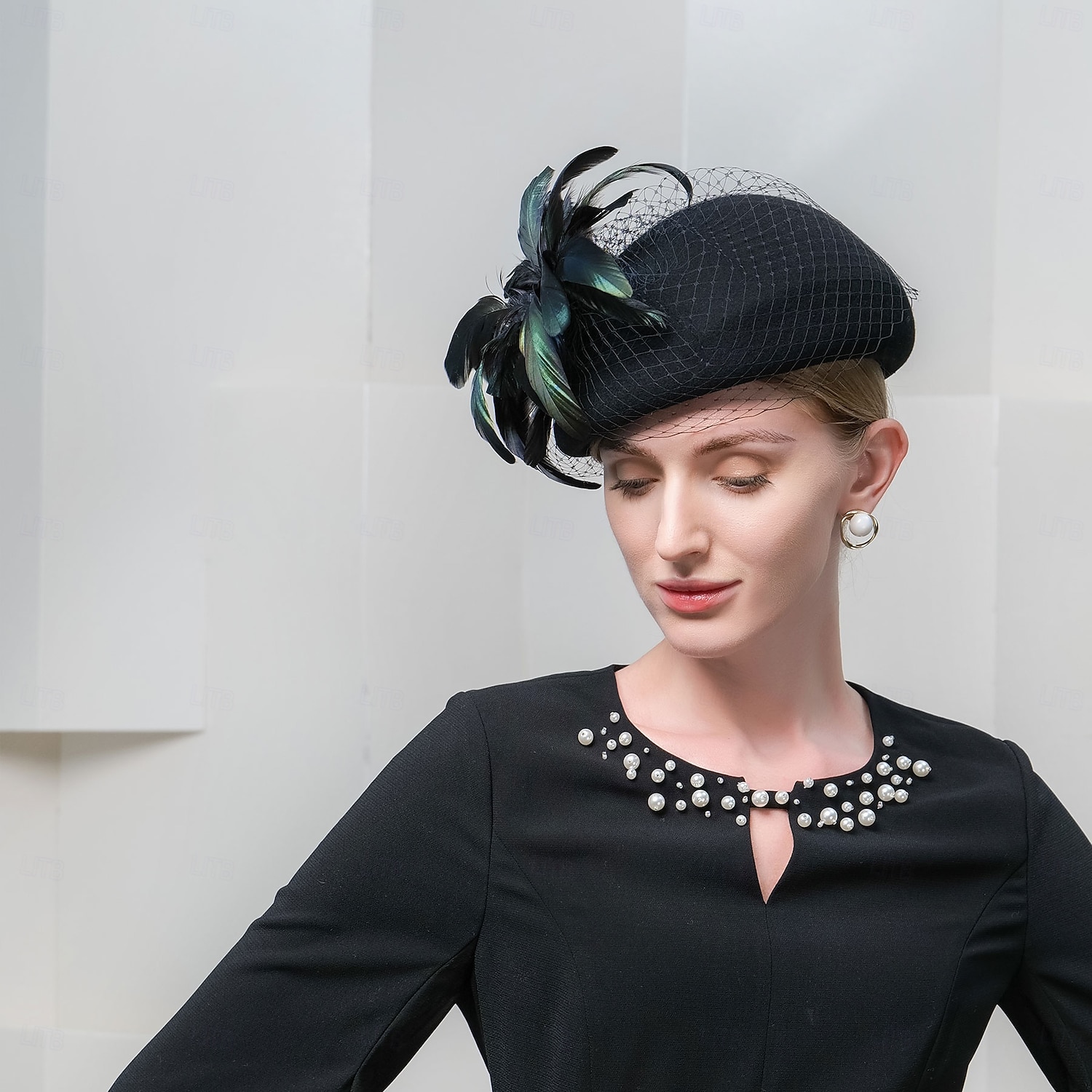 hoeden wollen baret hoed bolhoed / cloche hoed bruiloft cocktail elegante bruiloft met veren hoofddeksel hoofddeksels 2025 - $43.99 –P2