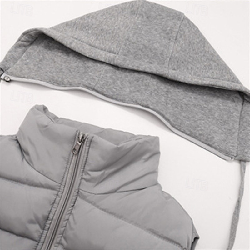 Herren Puffer Weste Kapuzenweste Gepolstert Weste Steppweste Täglich Verabredung Urlaub Modisch Brautkleider schlicht Herbst Winter Tasche Polyester warm halten Komfortabel Feste Farbe Reisverschluss 2025 - $27.99 –P8