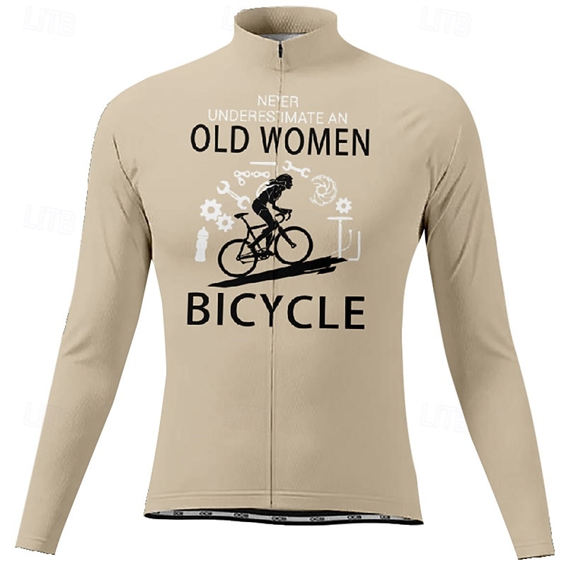 Pentru femei Jersey de ciclism Grafic Literă & Număr Manșon Lung Bicicletă Tricou Tee Jerseu cu 3 buzunare spate Ciclism montan Uscare rapidă Proiectare anatomică Wicking Respirabil Sport Alb Kaki 2026 - $27.99 –P11