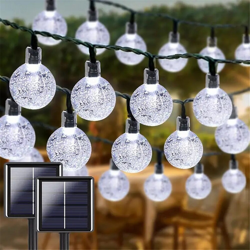 20 m aurinko-LED-lyhtyvalo, 200 kuplapallo-LED-nauha, vedenpitävä ulkokäyttöön joulupuutarhan koristeluun 1 setti 2025 - $106.99 –P12