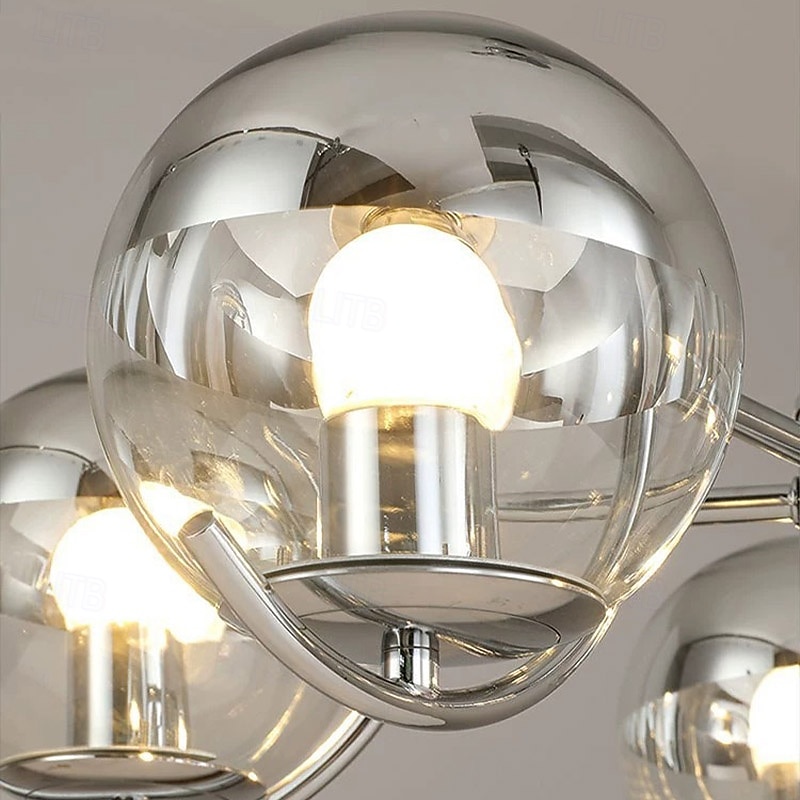 nordischer kreativer Chrom-Deckenleuchter moderner Chrom-LED-Deckenleuchter Kunstausstellung Pendelleuchten galvanisiertes Gehäuse LED-Beleuchtung 3/4/5 Lichtköpfe 110-240V 2025 - $364.91 –P6