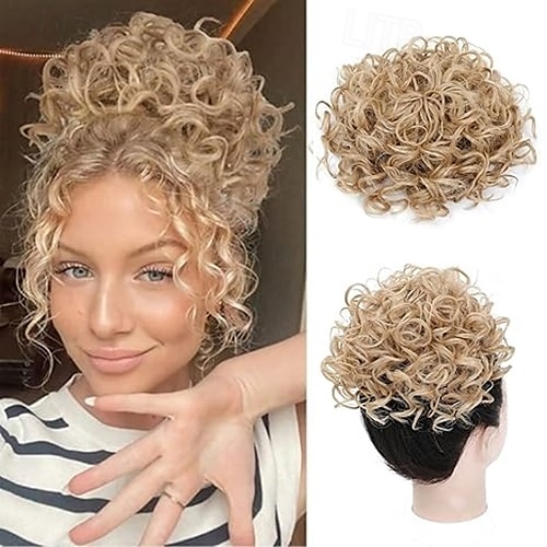 Moños Moño Recortar en Pelo sintético Pedazo de cabello La extensión del pelo Rizado Fiesta Diario Ropa Cotidiana Marrón Oscuro Negro Rubio 2025 - $10.99 –P3