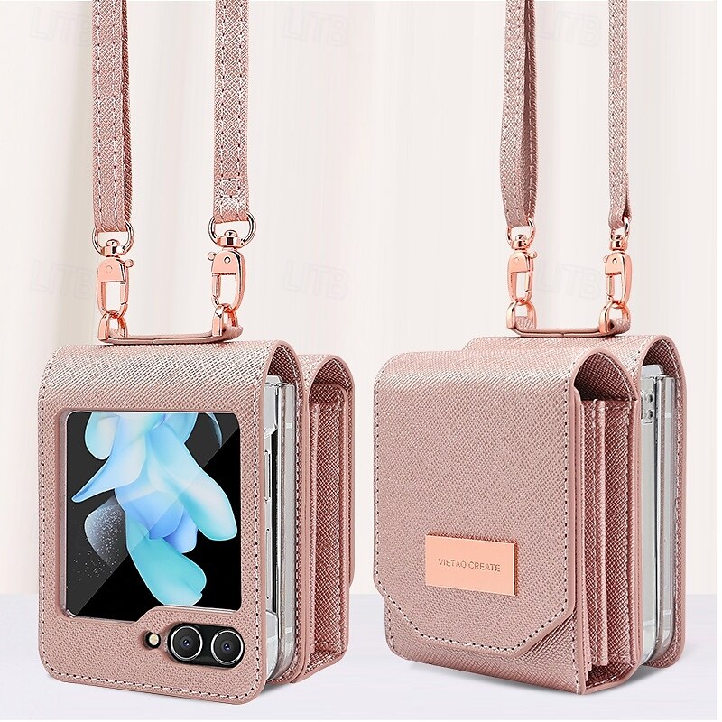 telefono Custodia Per Capovolgi Z 6 Z Flip 5 Z Flip 4 Z Flip 3 Per retro con cordino Slot per schede Resistente agli urti Retrò TPU pelle sintetica del 2025 a $30.99 –P7