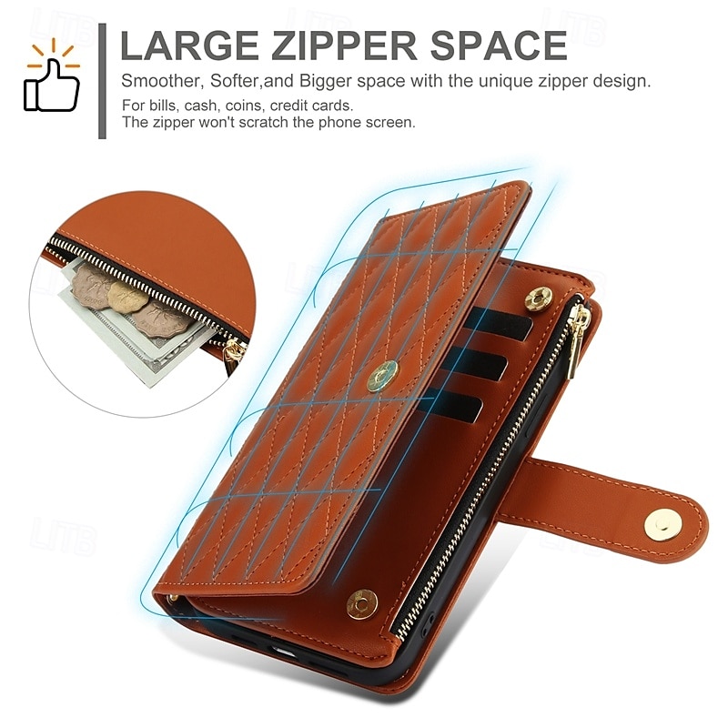 телефон Кейс для Назначение S24 S24 Ultra Plus S24 ФЭ S23 S22 S21 S20 Ultra Plus FE А55 А35 А25 А15 5Г A14 A54 A72 A52 A42 А73 А53 Кейс на заднюю панель со стендом Молния с ремешком Ретро ТПУ Кожа PU 2025 - $21.99 –P4