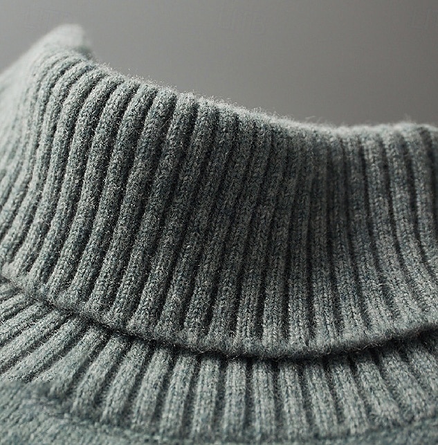 Herr Polotröja Sticka Ensfärgat Polokrage Stickat Elegant Jul Utomhus Kläder Höst Vinter Svart Vit S M L 2025 - $75.99 –P14