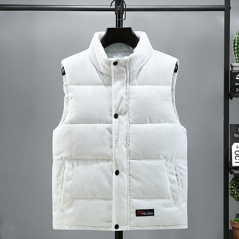 Per uomo Gilet imbottito Gilet in velluto a coste Gilet trapuntato Da tutti i giorni Da mare Per uscire Di tendenza Essenziale Primavera & Autunno Cerniera Velluto a coste Comodo Liscio Cerniera del 2026 a $33.99 –P7