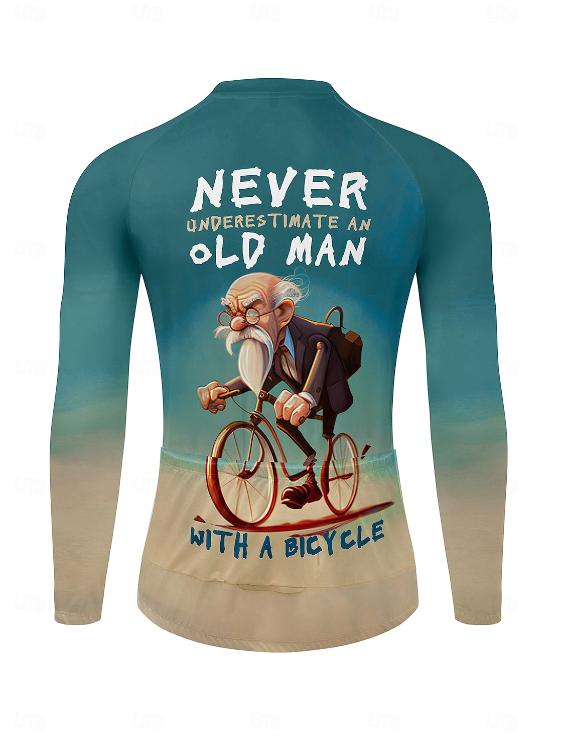 heren fietsshirt lange mouw fietsshirt met 3 achterzakken antislipband snel drogende reflecterende strepen achterzak blauwe sportkleding 2025 - $32.99 –P12
