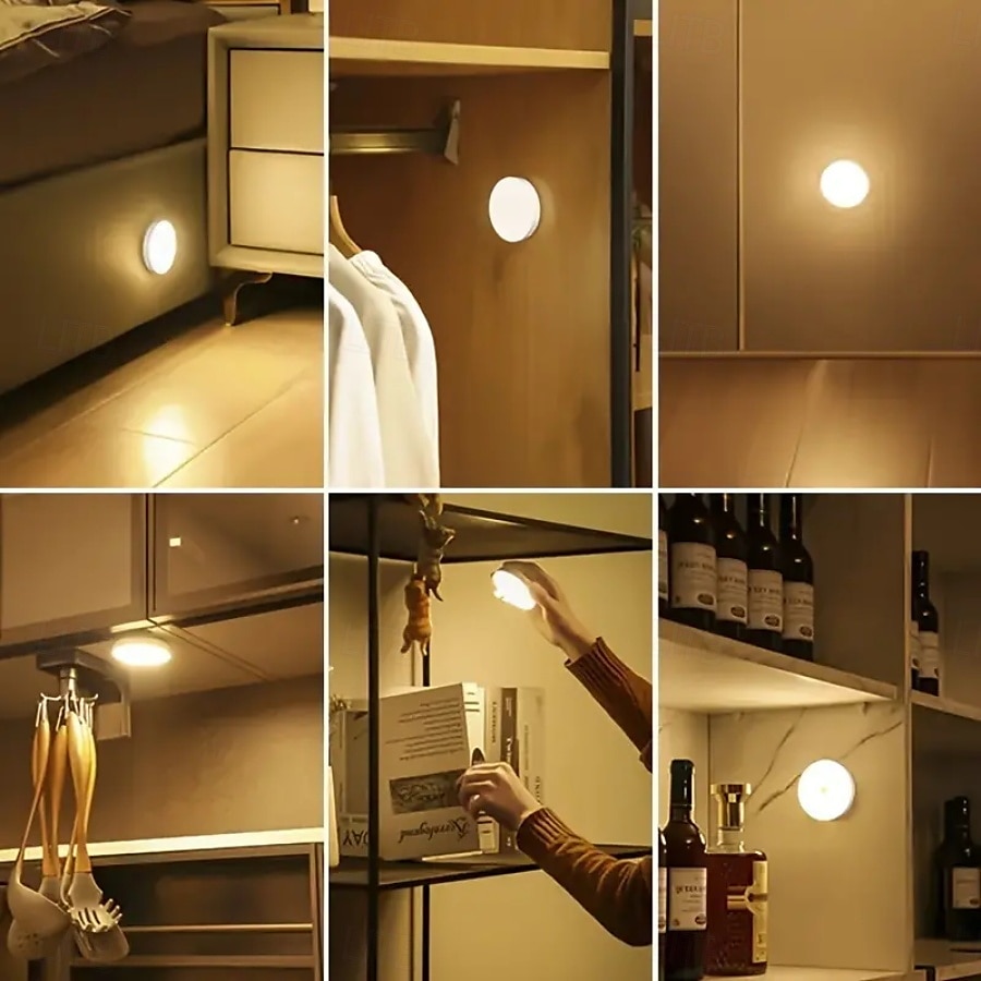 8LED Motion Sensor Light USB Night Light, Rechargeable LED Cabinet Light for Kitchen Bedroom Stair Cabinet Hallway Closet Night Light 2025 - $8.99 –P3