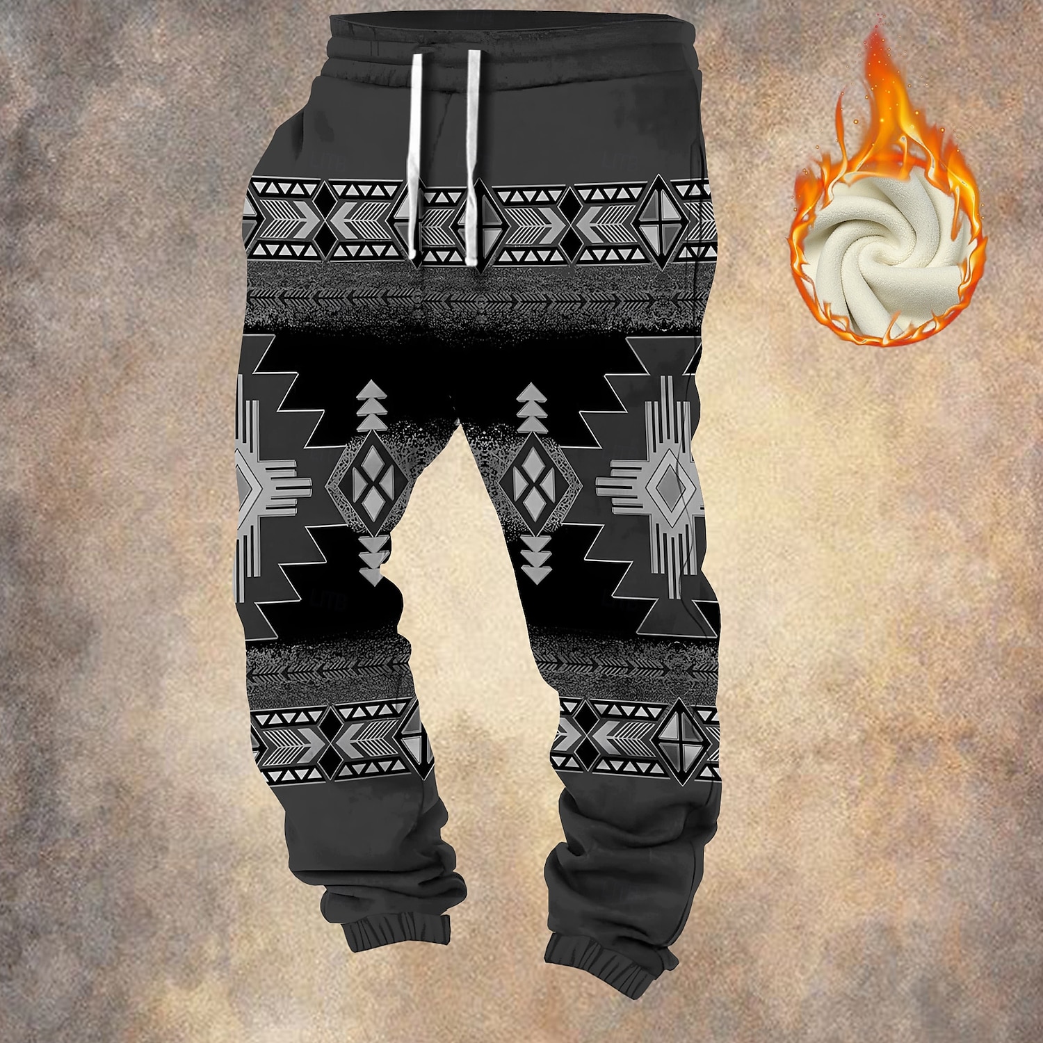 Men's Tribal Cowboy Fleece Sweatpants Drawstring Elastic Waist Vintage Casual Outdoor Home Dailywear Pocket Thermal Winter 3D Print Black Navy Blue Brown 2025 - $41.99 –P4