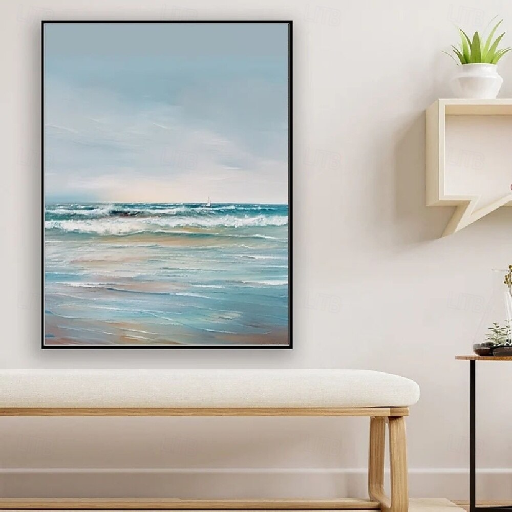 Ozean-Ölgemälde, handgefertigte Wandkunst, blaues riesiges Wellen-Ölgemälde auf Leinwand, handgemaltes Meereswellen-Struktur-abstraktes Gemälde, Strandlandschaft, modernes Himmels-Ölgemälde für 2025 - $125.99 –P5