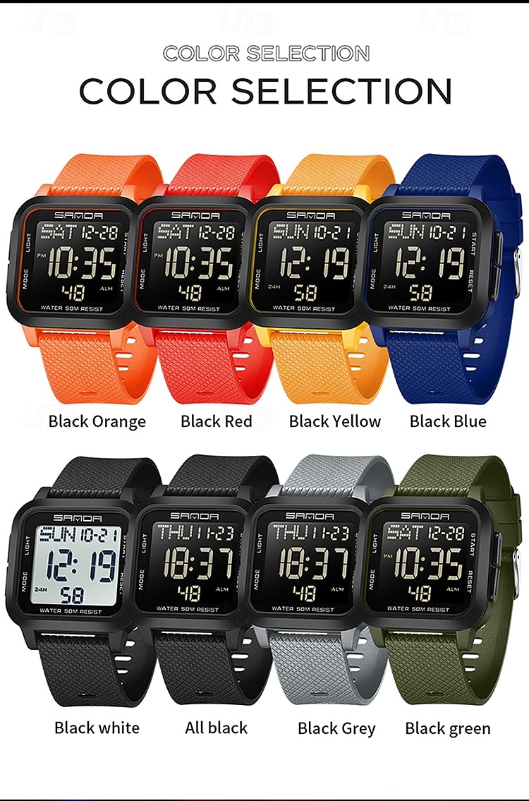 SANDA Men Digital Watch Sports Fashion Casual Business Luminous Alarm Clock Waterproof Decoration TPU Watch 2026 - $26.99 –P11