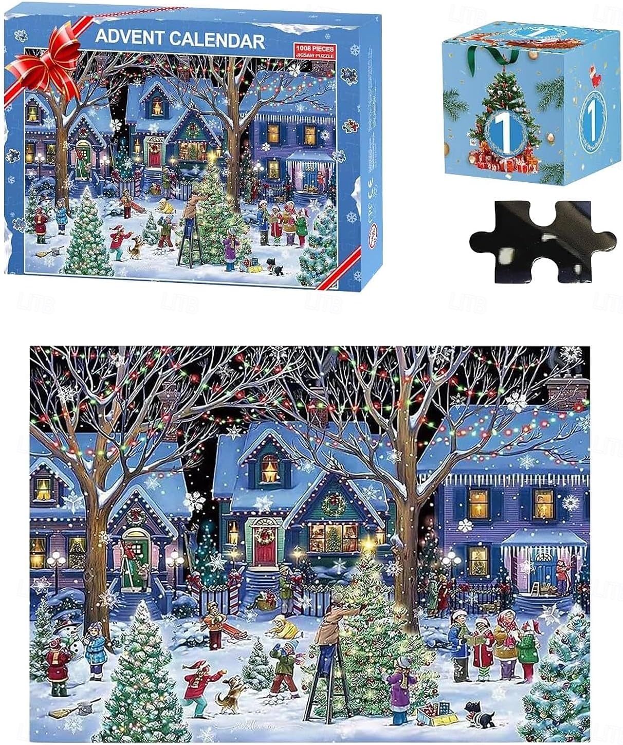 Calendar Advent de Crăciun 2025 Puzzle de Crăciun cu 1008 Piese Calendare pentru Numărarea Crăciunului pe 24 de zile pentru Copii și Adulți 2025 - $25.99 –P1