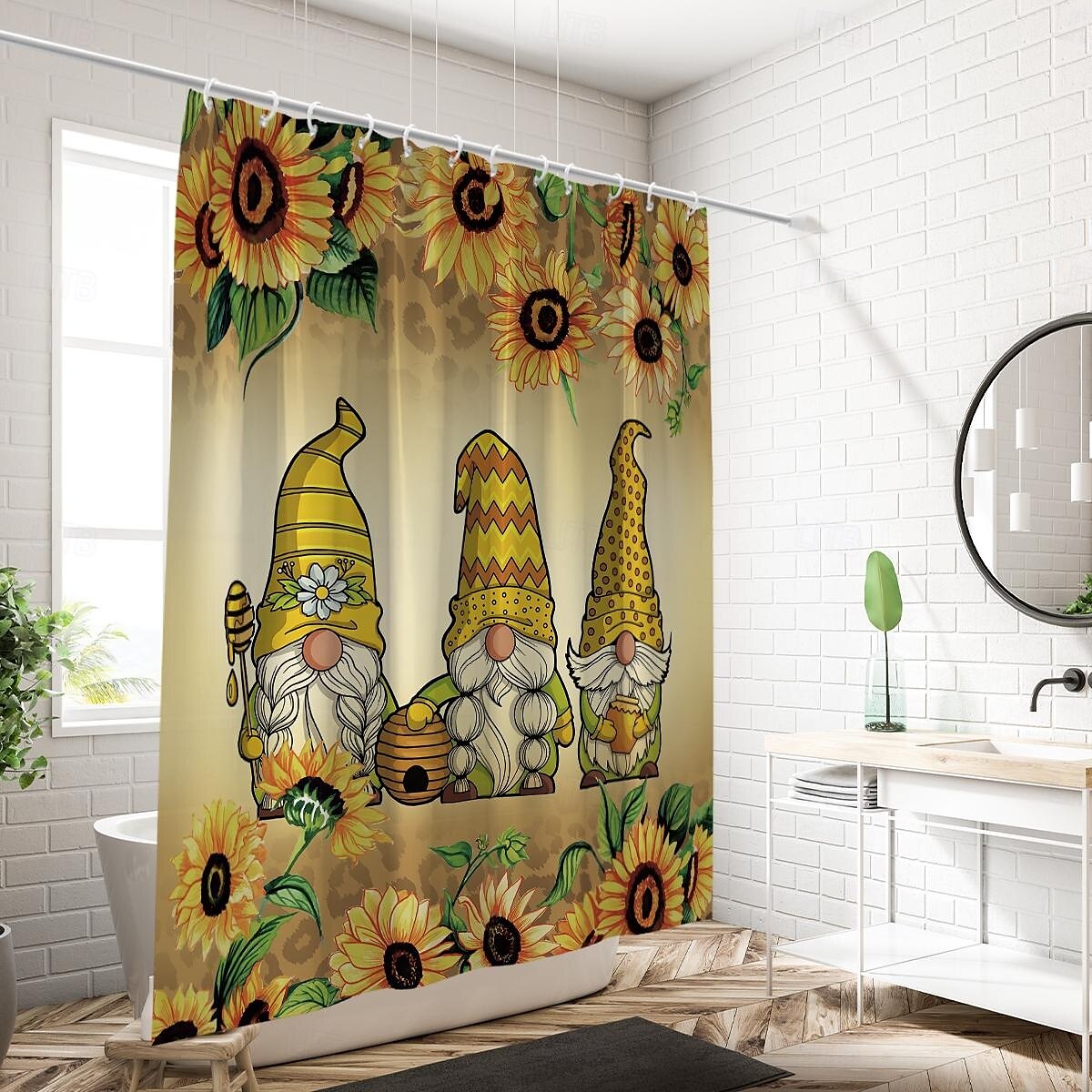 Dusjforheng med kroker 180cm*180cm (70"*70") Polyester Vaskbart Vanntett Blomster Sommerfugl Mønster Bad Dekor 2025 - $22.99 –P8