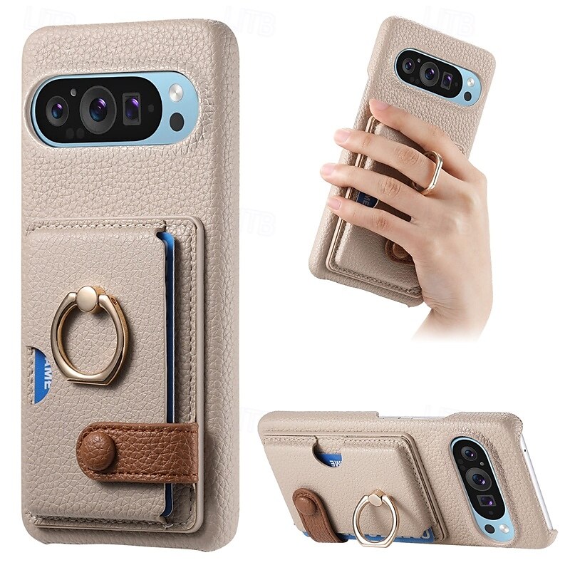 טלפון מגן עבור Pixel 9 Pro Pixel 9 Pro XL Pixel 8 Pro Pixel 8 פיקסל 9 Pixel 7 Pixel 7 Pro Pixel 6 Pixel 6 Pro כיסוי אחורי מחזיק טבעת חריץ לכרטיס עמיד בזעזועים רטרו TPU עור PU 2025 - $19.99 –P3