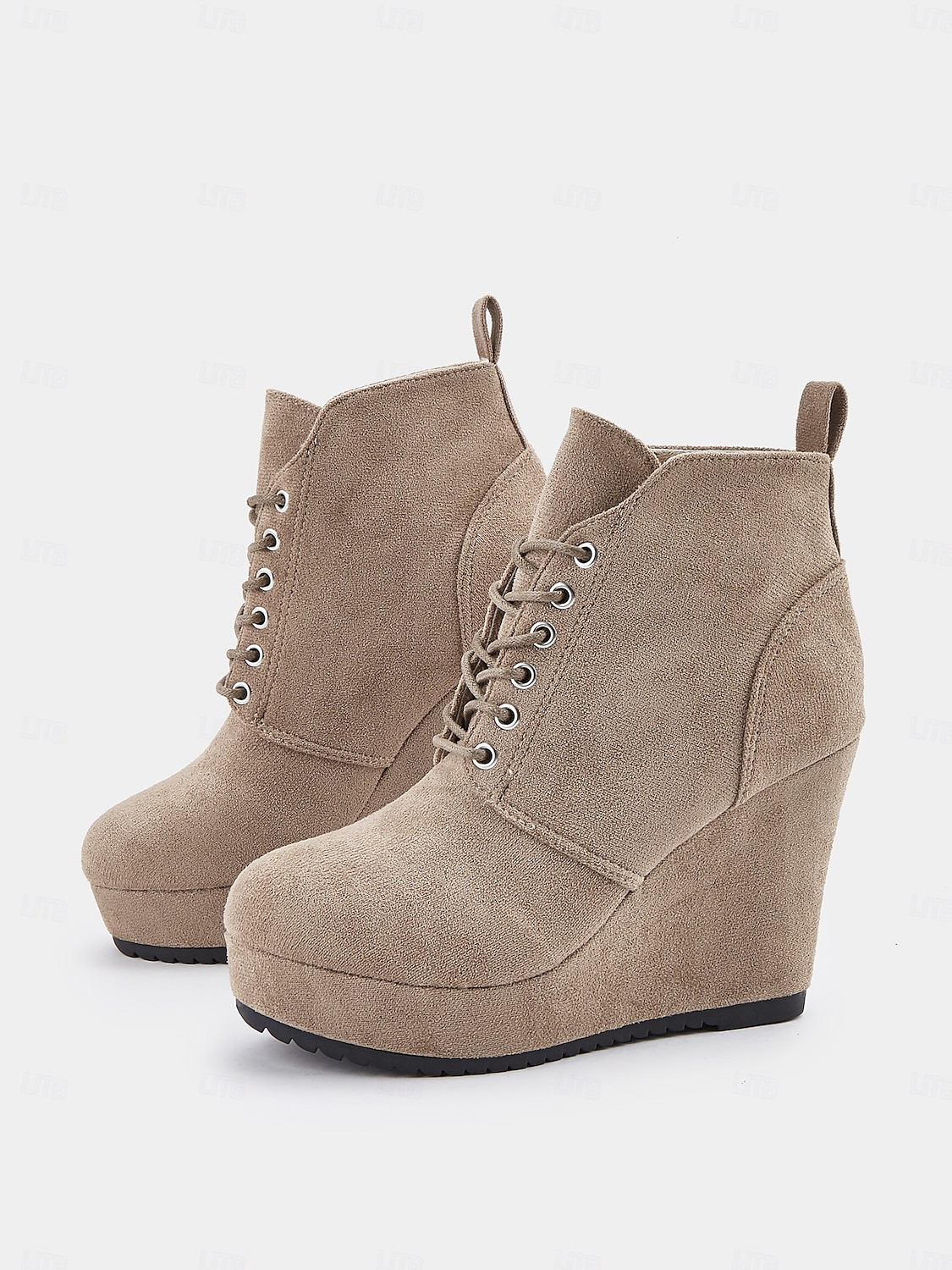 Women's Faux Suede Wedge Ankle Boots with Lace-Up Design - Comfortable Platform Boots for Casual and Everyday Wear 2025 - $34.99 –P1