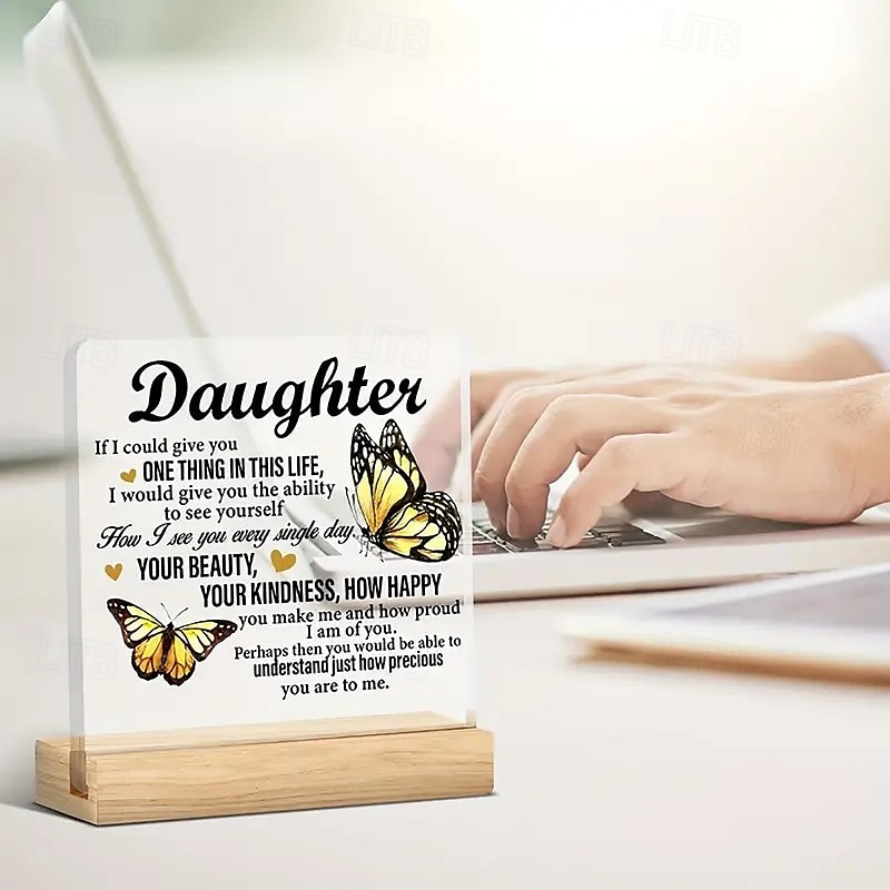 Acrylic Plaque with Wooden Base, Meaningful Gift from Son or Daughter to Mom, Commemorative Desk Sign, Thoughtful Keepsake with Wooden Stand 2025 - $9.99 –P6
