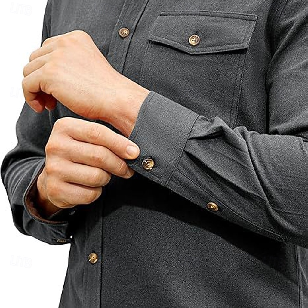 Herren Hemd Flanelljacke Flanell Hemden Knopfhemd Cargo-Shirt Feste Farbe Outdoor Arbeit Schwarz Weiß Hellgrün Wein Langarm Umlegekragen Frühling & Herbst Bekleidung Farbblock 2026 - $28.99 –P3