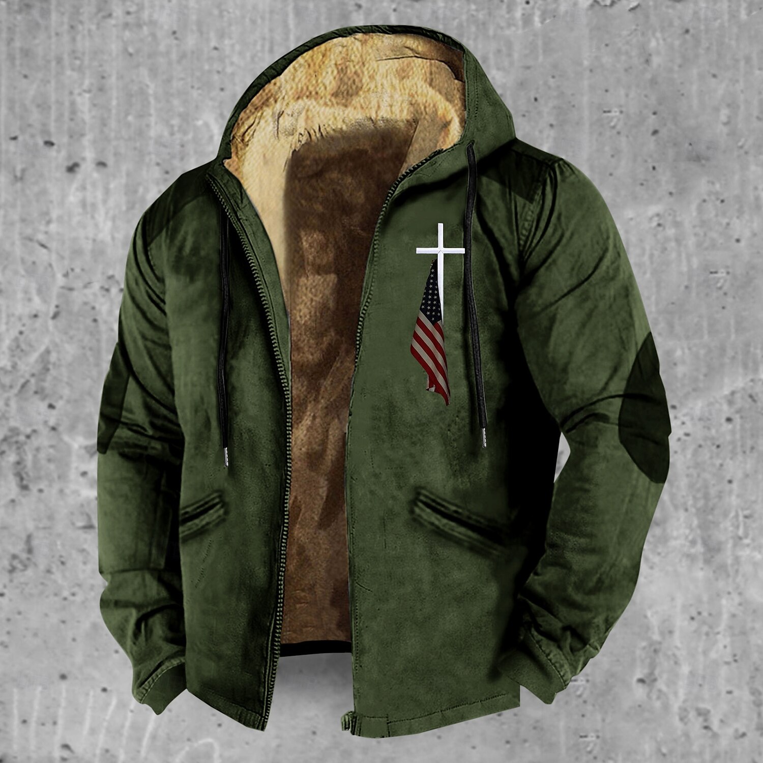 Herren Sweatjacke Kapuzenshirt mit durchgehendem Reißverschluss Fuzzy-Sherpa Fleecejacke Fleece-Hoodie Schwarz Armeegrün Blau Braun Khaki Mit Kapuze Graphic Reißverschluss Zip Tasche Sport & Natur 2025 - $42.99 –P4