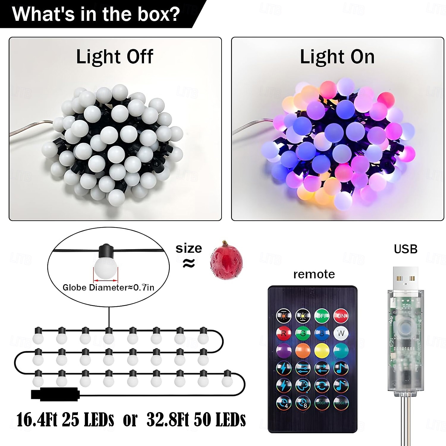 Dimbare RGB Buiten String Lights 16ft 10m 25 LEDs 32ft 5m 50 LEDs Kleurveranderende String Lights met App  Afstandsbediening Perfect voor Feesten Huisdecoraties 2026 - $26.99 –P2