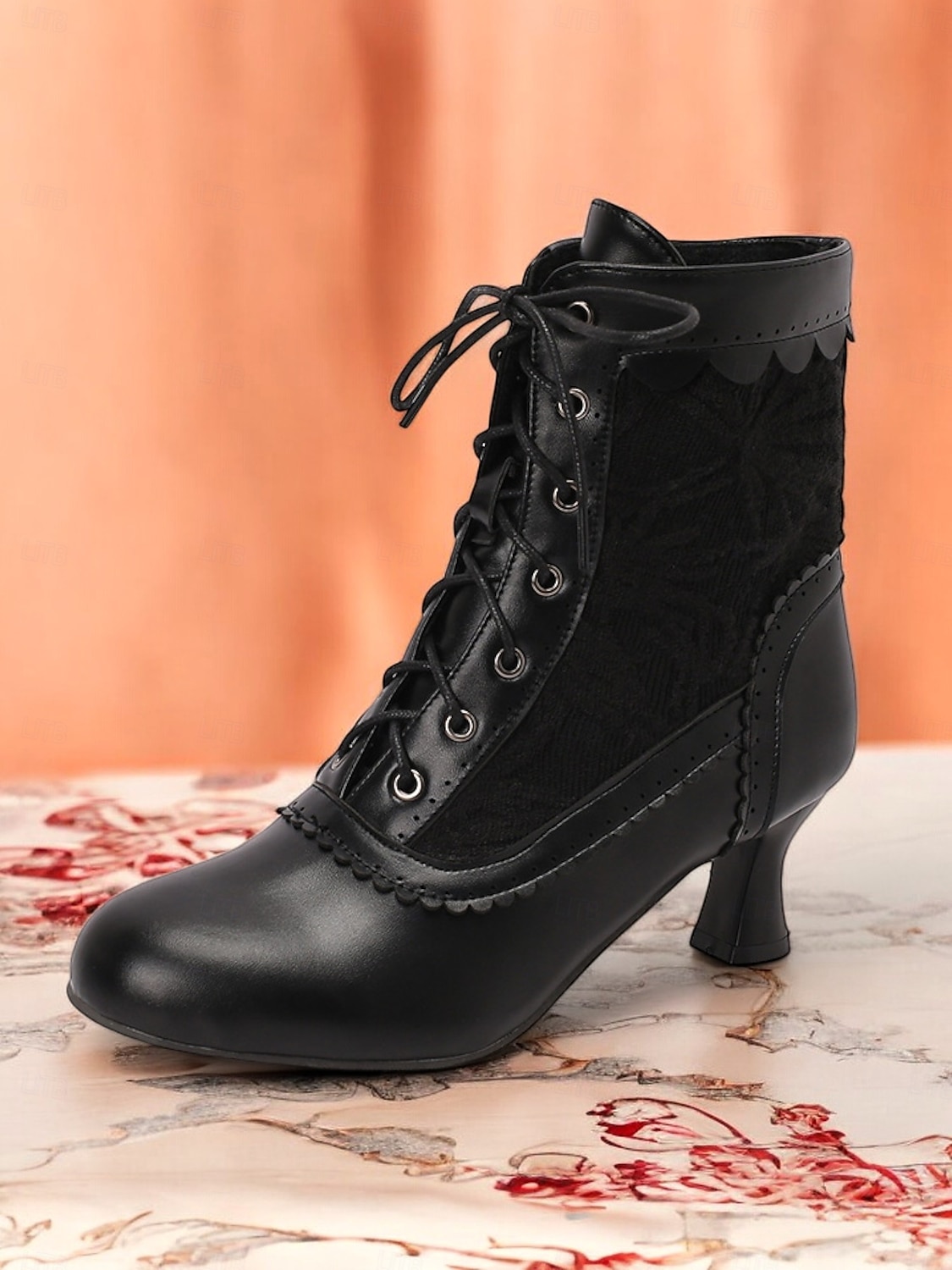 Women's Brown Lace-Up Victorian Ankle Boots with Lace Design and Kitten Heel – Vintage Style for Cosplay or Everyday Wear 2025 - $59.99 –P10
