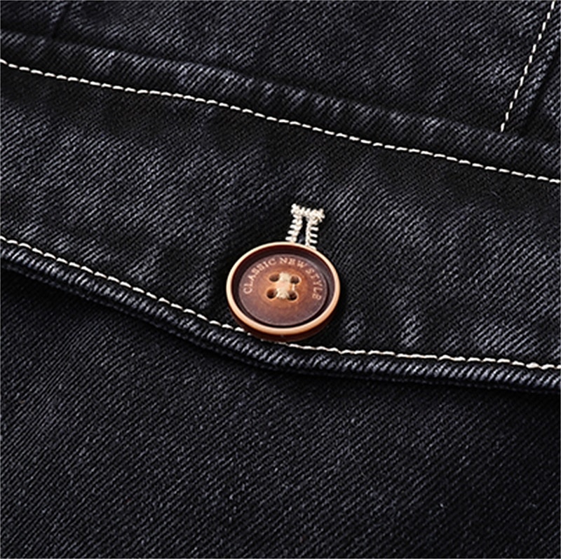 Herr Kavaj Jeansjacka Ledigt Dagliga kläder Semester Mode Ledigt Vår & Höst Polyester Denim Knapp Ficka Bekväm Enkelknäppt Blazer Svart Grå 2025 - $80.99 –P9