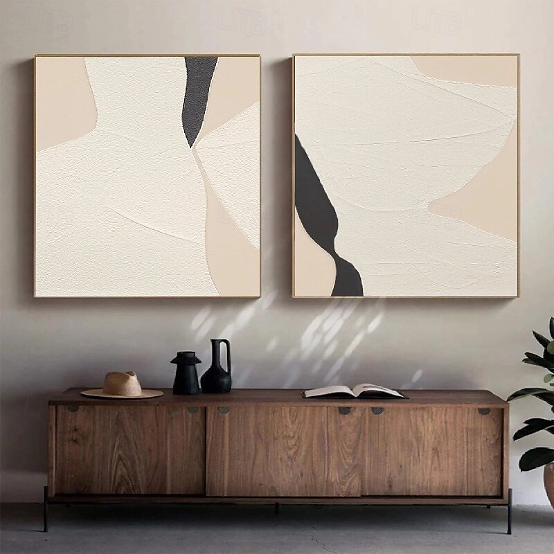 Ölgemälde handgemachtes Wabi Sabi Gemälde handgemachte Wandkunst 2er Set beige abstraktes Gemälde auf Leinwand Gemälde ein Paar beige Textur Wandkunst neutrale abstrakte Wandkunst Boho Gemälde 2025 - $116.99 –P4