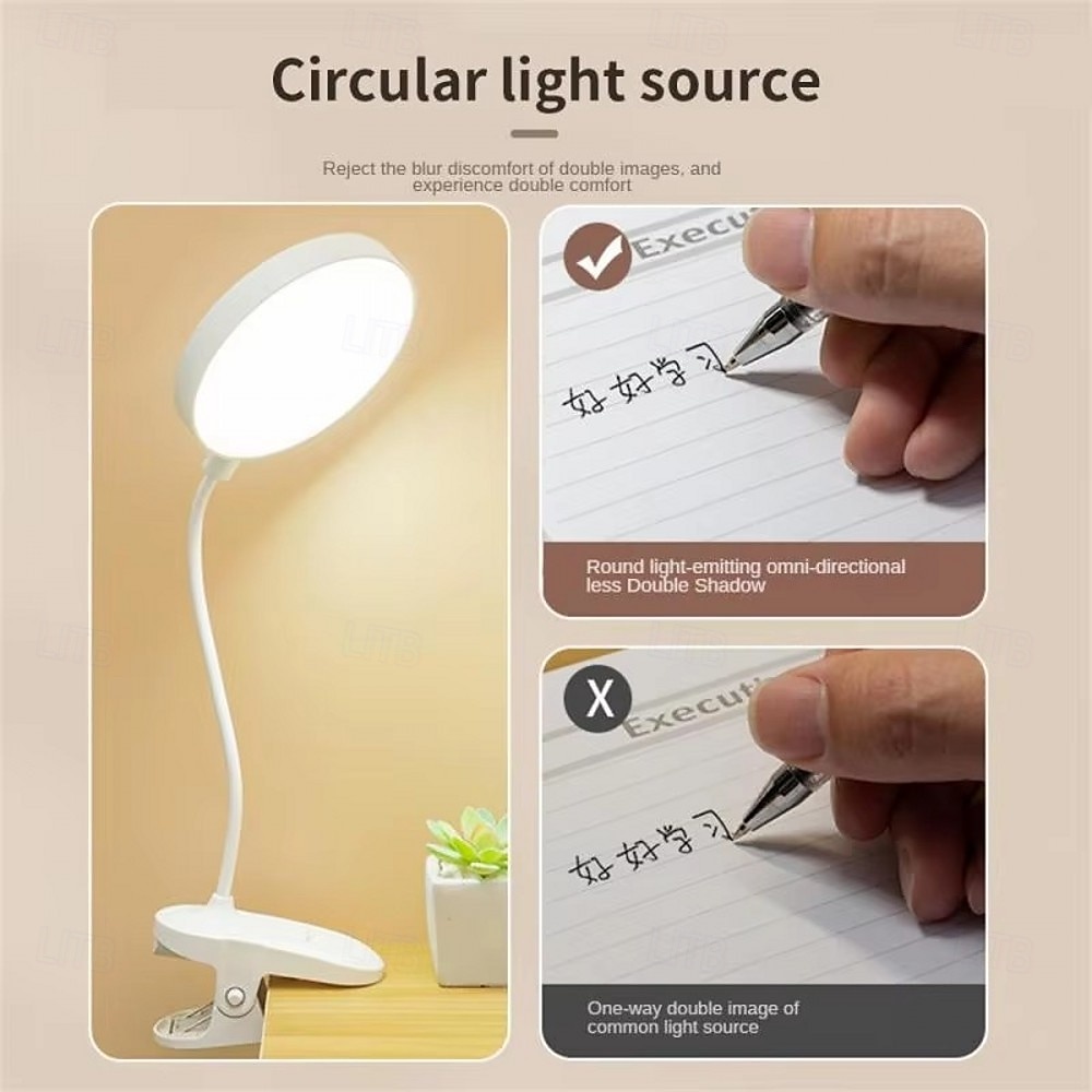 Foldable LED Desk Lamp, USB Rechargeable, 3 Modes Touch Dimming Clip-on Reading Light for Eye Protection 2025 - $10.99 –P7