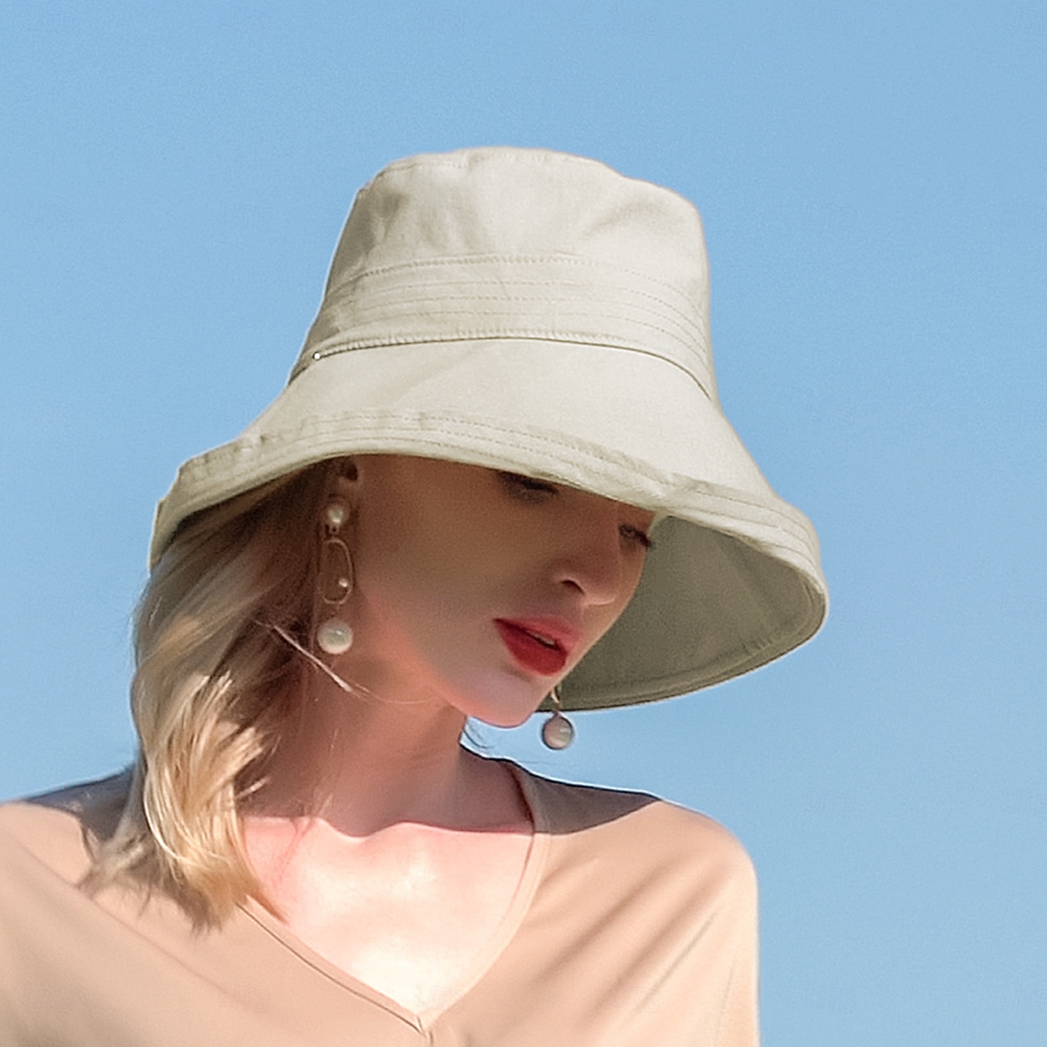 chapéus fibra algodão balde chapéu flexível chapéu de sol casual feriado clássico clássico com cor pura chapéu chapéu de 2025 por $25.99 –P7