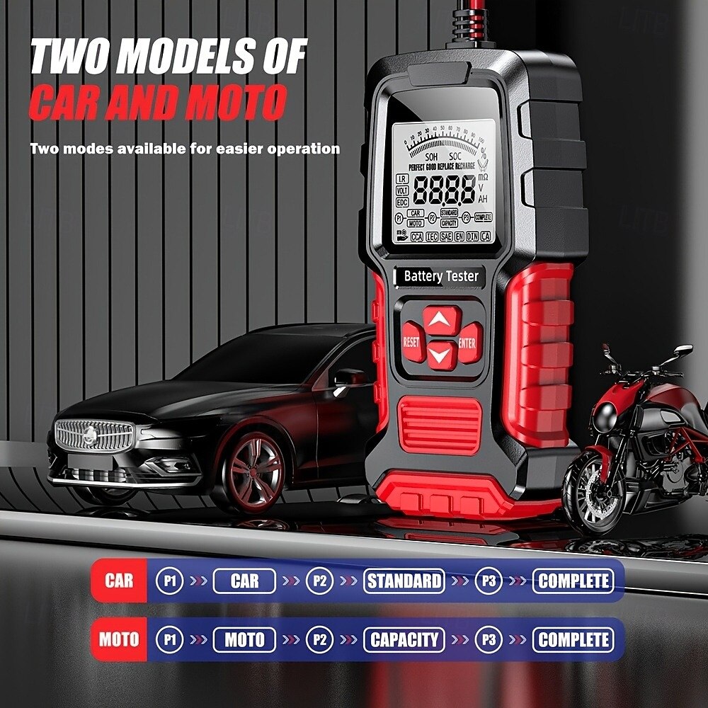 12V/24V Battery Tester for Car and Motorcycle ABS Material Battery-Powered Digital Analyzer with Multi-Protection Voltage & Internal Resistance Detection 2025 - $61.99 –P3