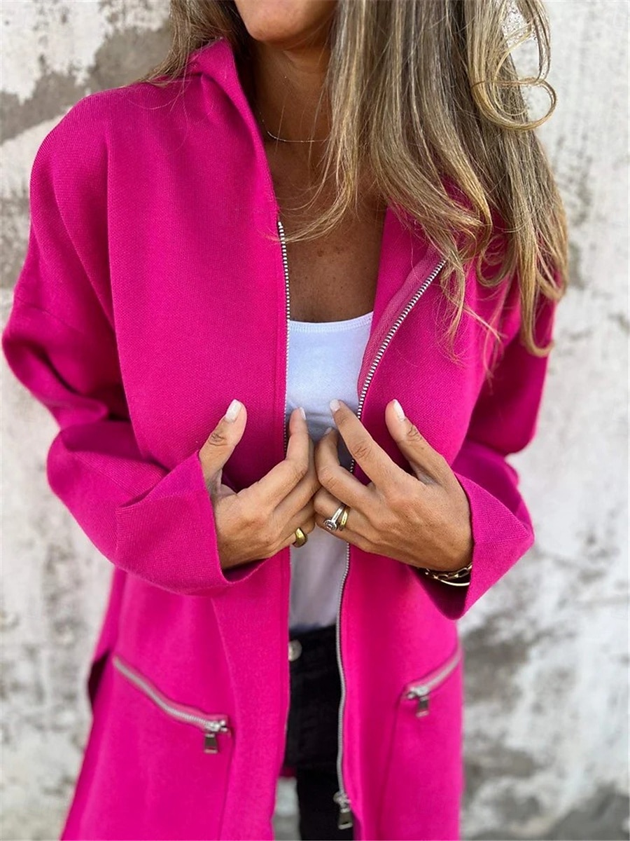 Mujer Chaqueta de Invierno Chaqueta con capucha Exterior Calle Ropa Cotidiana Otoño Invierno Largo Abrigo Ajuste regular Mantiene abrigado Transpirable Elegante Casual Chaquetas Manga Larga Color 2025 - $47.99 –P4