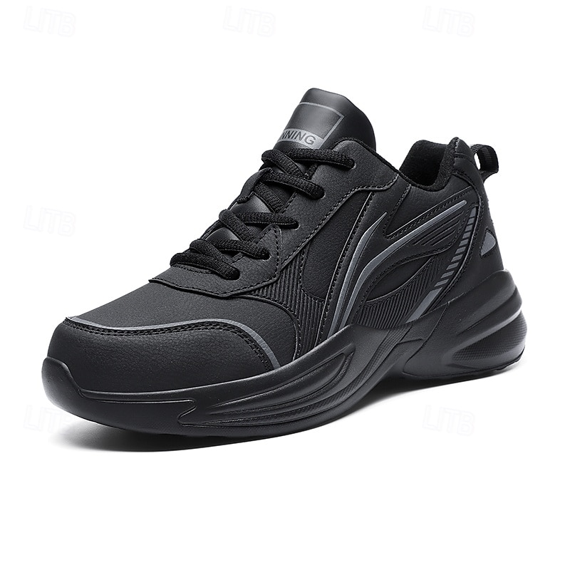 Schwarze Laufschuhe für Herren mit Fellfutter, warme Wintersportschuhe für Outdoor-Sport und Freizeit 2025 - $54.99 –P4