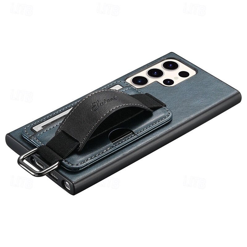 telefon Carcasă Pro S24 S24 Ultra Plus S23 Ultra Plus S23 S22 S22 Plus Ultra S25 Ultra Zadní kryt se stojánkem s poutkem na zápěstí Slot pro kartu Retro TPU PC PU kůže 2025 - $19.99 –P9