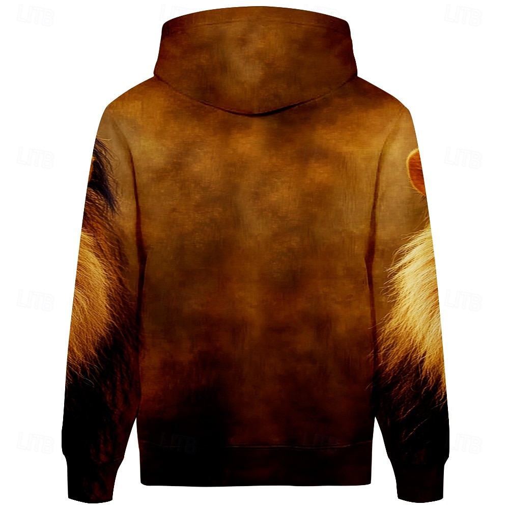 Per uomo Leone Felpa con Cappuccio Felpe con cappuccio Felpa Quotidiano Casual Manica Lunga Con Cappuccio Vacanza Sport all'Aperto Abbigliamento casual alla moda Marrone Stampato Tasca Frontale del 2026 a $30.99 –P2
