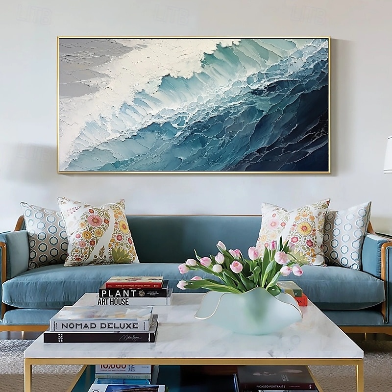 groene olieverfschilderij handgemaakte 3d abstracte olieverfschilderij handgeschilderde olieverfschilderij muur moderne abstracte groene golf canvas schilderij huisdecoratie decor canvas schilderij 2025 - $75.99 –P2