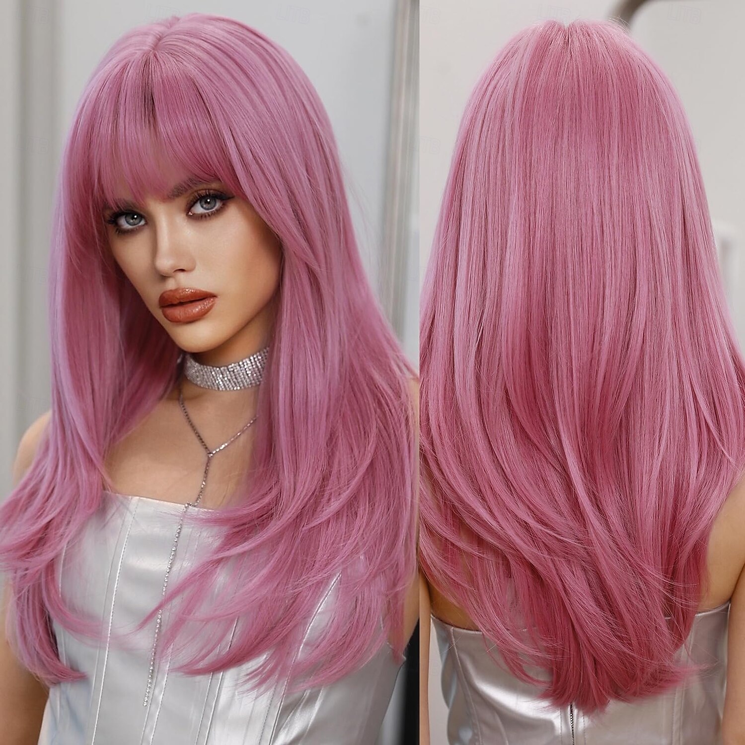 Long Straight Wig with Bangs for Women Hair Synthetic Heat Resistant Pastel Layered Wig Sexy Colored Wig for Cosplay Christmas Gifts Party Wigs 2025 - $19.99 –P1