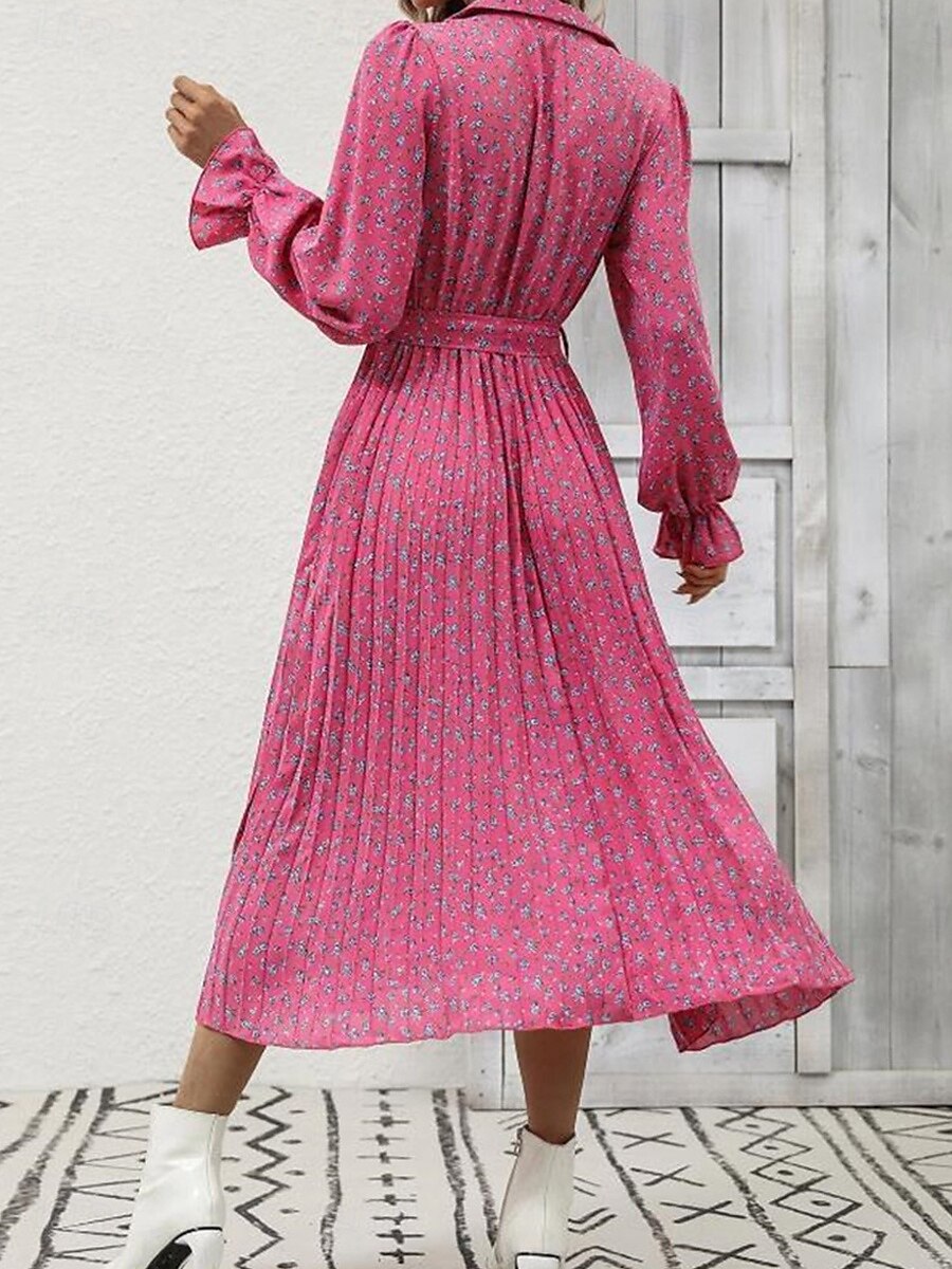 robe midi à fleurs à col en V et manches longues pour femme printemps automne de 2025 ? $33.99 –P8