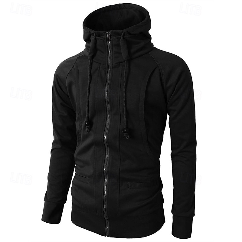 Voor heren Hoodie met rits Hoodie met volledige rits Fleece hoodie Zwart Wijn Leger Groen Marineblauw Khaki Capuchon Effen Rits omhoog Zak Sport & Outdoor Dagelijks Feestdagen Polyester Streetwear 2025 - $20.99 –P6
