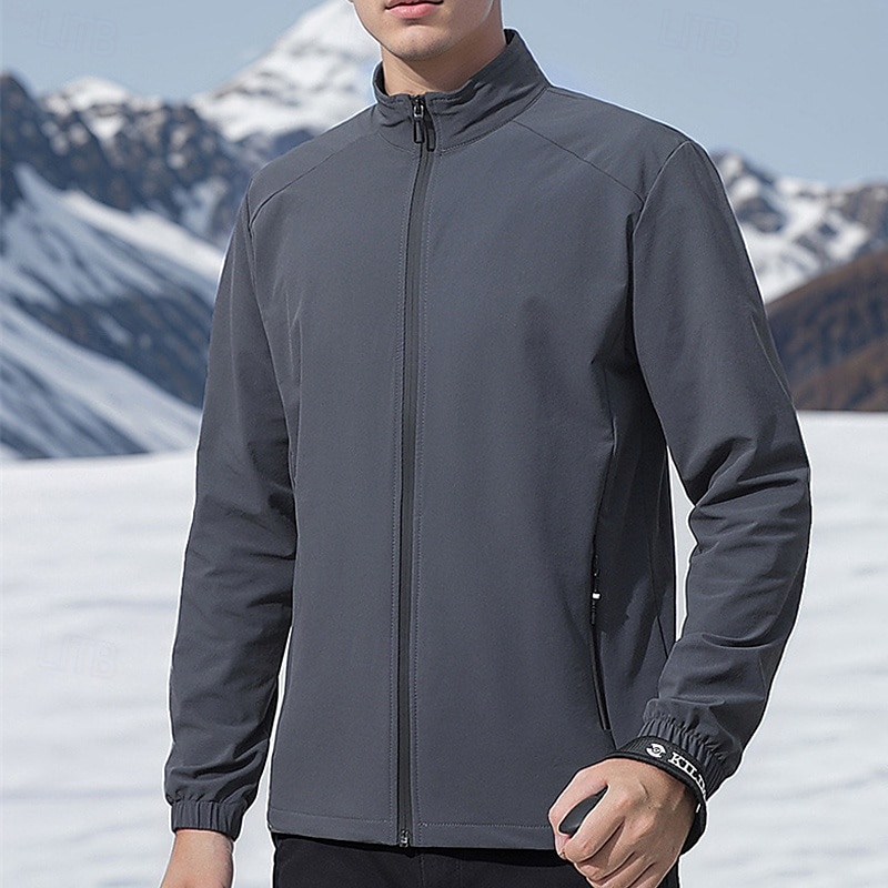 Hombre Chaqueta Softshell Chaqueta para senderismo Al aire libre Resistente al Viento Resistente al Agua Chaqueta cortavientos Viaje Gris oscuro Negro 2025 - $34.39 –P14
