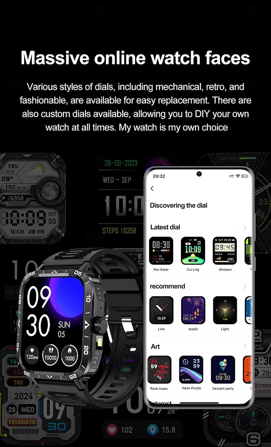 2025年 スマートウォッチ 1.95インチ スマートウォッチ フィットネス ランニングウォッチ Bluetooth 歩数計 通話リマインダー 心拍数モニター Android iOS対応 女性 男性 ハンズフリー通話 メディアコントロール メッセージリマインダー  コレクション – $32.99 –P16