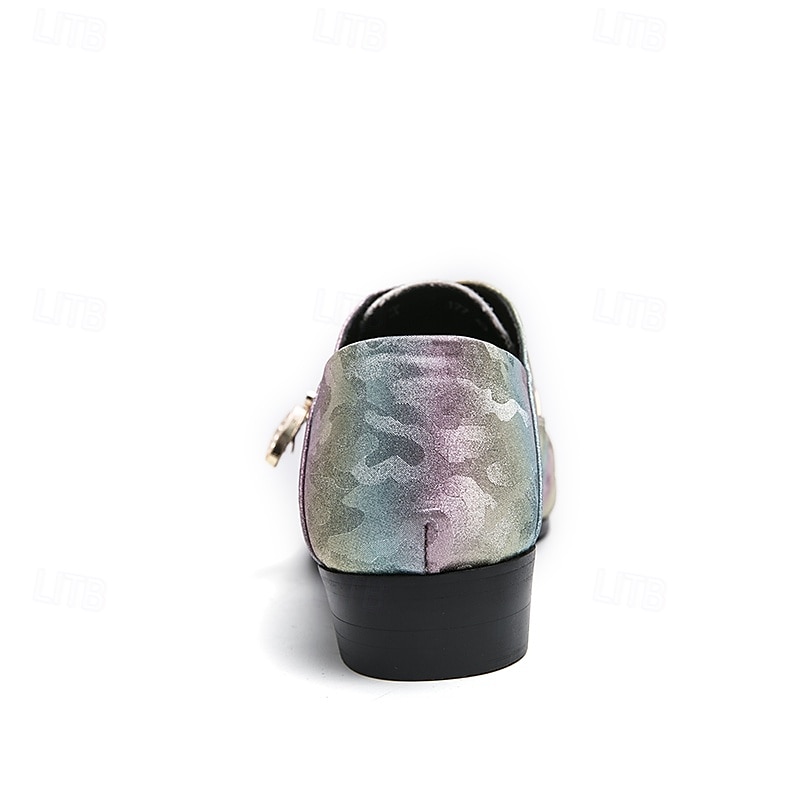 scarpe formali da uomo con puntale in metallo dorato e dettaglio fibbia - elegante design con lacci per feste ed eventi speciali del 2025 a $54.99 –P13