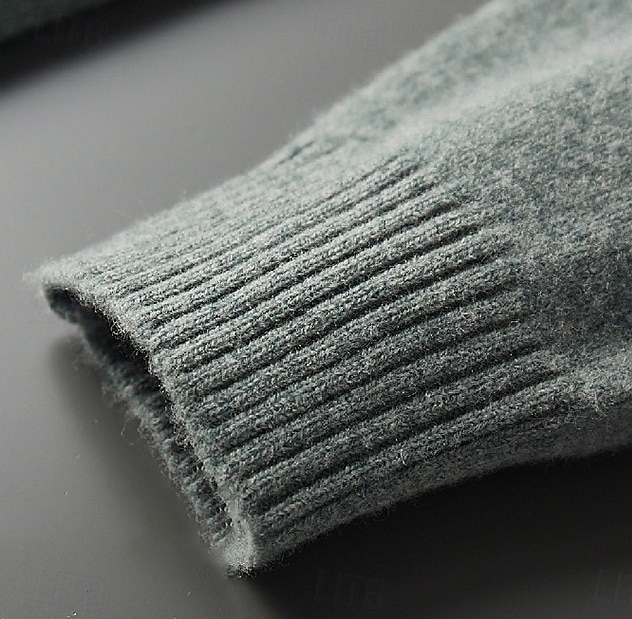 Herr Polotröja Sticka Ensfärgat Polokrage Stickat Elegant Jul Utomhus Kläder Höst Vinter Svart Vit S M L 2025 - $75.99 –P13