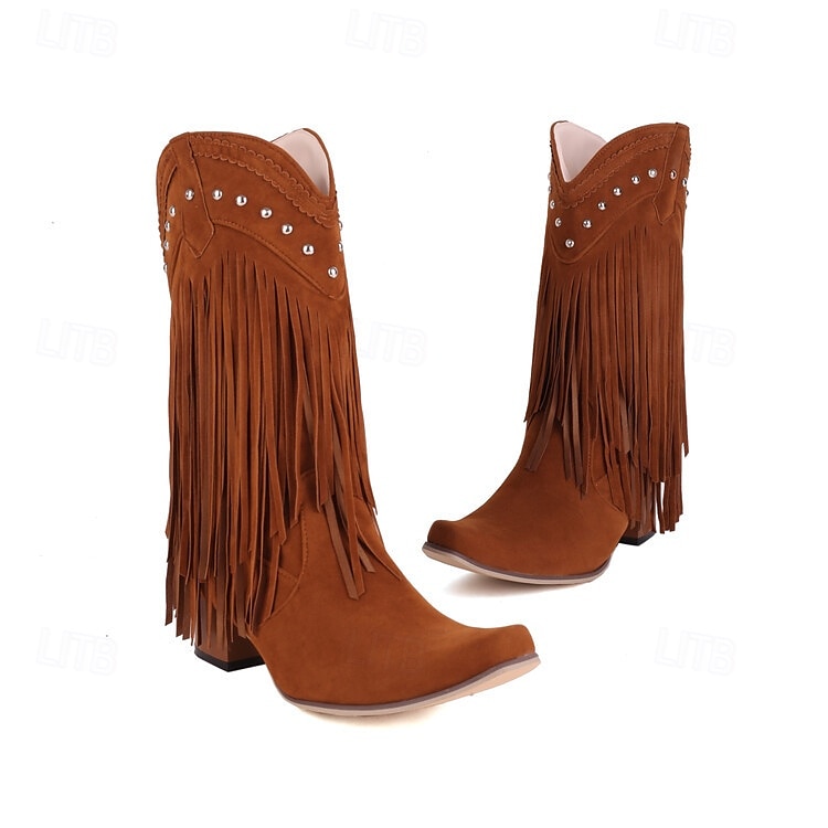 Retro vintage Hippie Jaren '70 Schoenen Westerse laars Hippie West Cowboy Kwastje Voor heren Dames Carnaval Maskerade Vakantie Feest / Uitgaan Alledaagse kleding Volwassenen Schoenen 2025 - €41.36 –P1