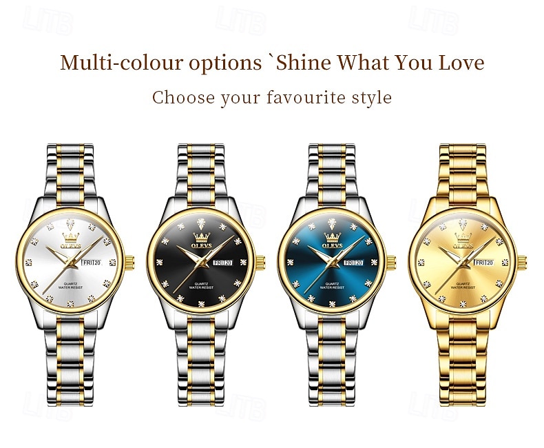 OLEVS 3612 Original Elegant Quartz Ladies Watch Week Calendar Display Dress Watch For Women Waterproof Stainless Steel Clock 2025 - $31.99 –P11