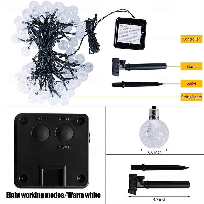 Guirlande lumineuse solaire à LED, 10 m/20 m/30 m/50 m, lumières acryliques étanches pour l'extérieur avec télécommande, plug-in pour les vacances de Noël, les fêtes,&amp;décoration de jardin prise de 2025 ? $30.99 –P1