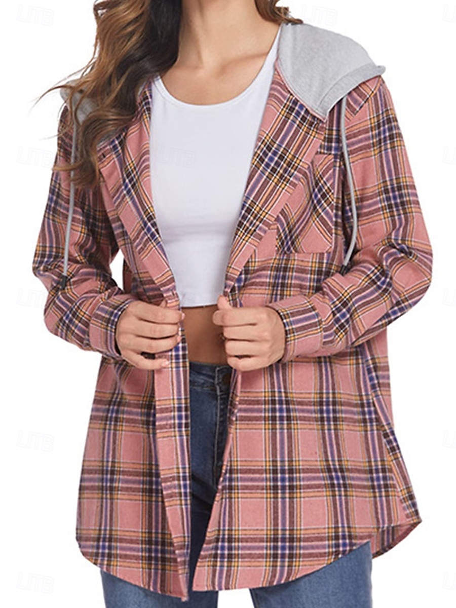 Veste décontractée Femme Extérieur Plein Air Usage quotidien mode Décontractées Avec poches Imprimer Normal Manteau Rose Claire Rouge Marron Automne Hiver Boutonnage Simple Sweat à capuche Standard S de 2025 ? $27.99 –P7