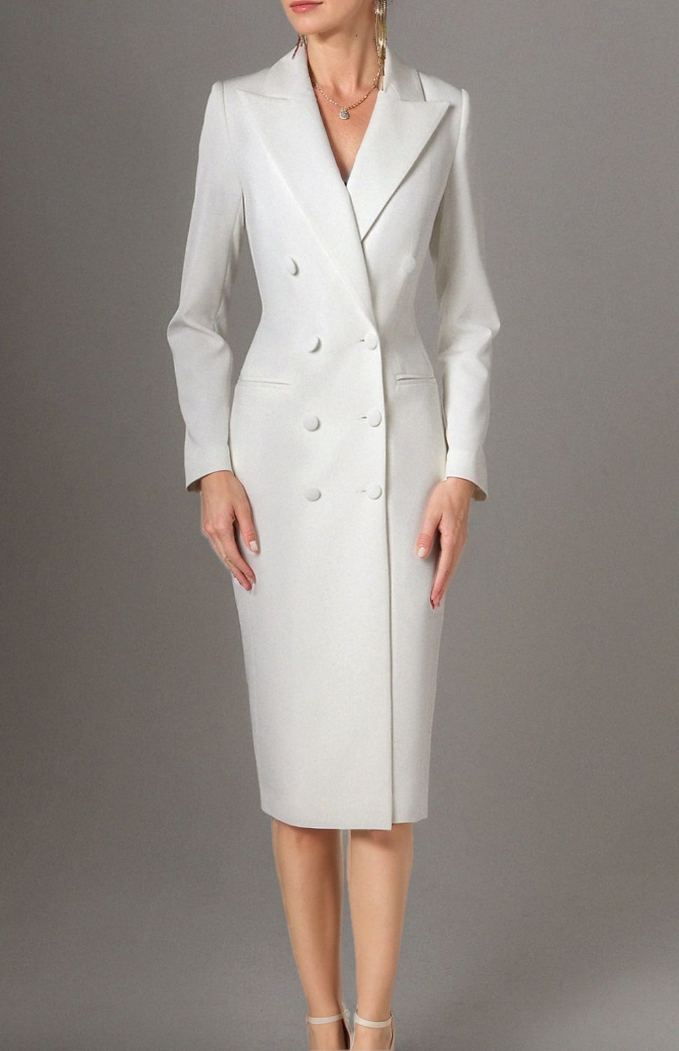 Abiti Cocktail Aderente Abito Tuxedo Abito Blazer Abito Elegante Abito Formale Ospite di Matrimonio Lunghezza Tè Maniche Lunghe Collo Rever Tagliato Crepe Elastico con Tasca Abiti Derby 2025 del 2025 a $159.99 –P3