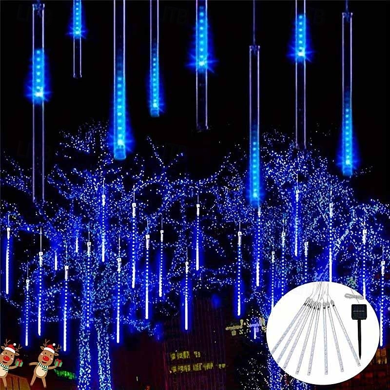 1 Stück Solar-Meteorschauerlicht, 30 cm, 8 Röhren, 192 LEDs, Weihnachtsbaumbeleuchtung für die Traufe, Weihnachtsbaum- und Gartendekoration 2025 - $26.99 –P11