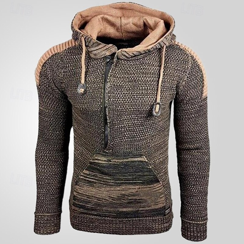 Homme Pull Pull en tricot A côtes Tricoter Normal Demi-zip Tricoté Bloc de couleur Capuche Mode basique Usage quotidien Rendez-vous Vêtement Tenue Automne hiver Noir Jaune S M L de 2025 ? $37.99 –P1