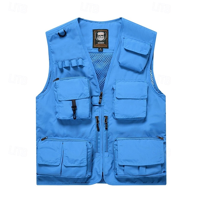 Herren Weste für Wanderer Wander-Fleeceweste Ärmellos Weste Außen Atmungsaktiv Komfortabel Tasche Polyester Dunkelgrau Schwarz Gelb Jagd Angeln Klettern 2025 - $32.99 –P15